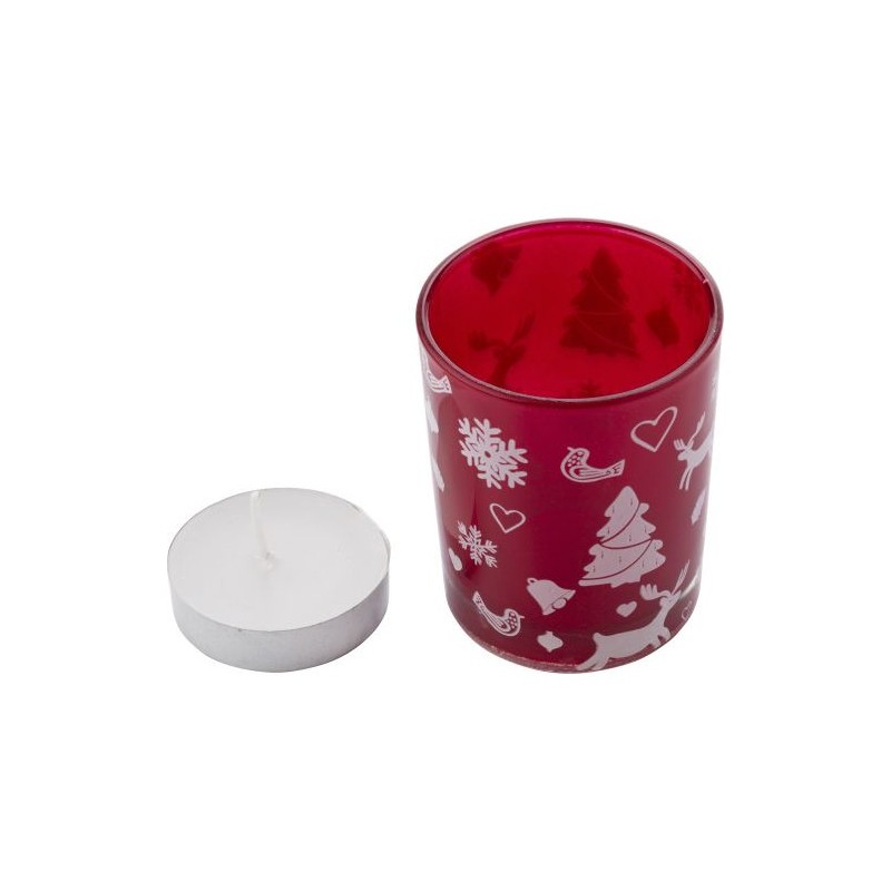 Photophore décoré en verre avec bougie, cadeau personnalisé pas cher - Kirsten personnalisable avec votre logo