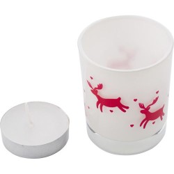 Photophore décoré en verre avec bougie, cadeau personnalisé pas cher - Kirsten goodies publicitaire événementiel
