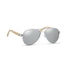 Lunettes de soleil s en bambou personnalisées - Protection UV400 HONIARA Matières : bambou Couleurs : argenté brillant objet pub