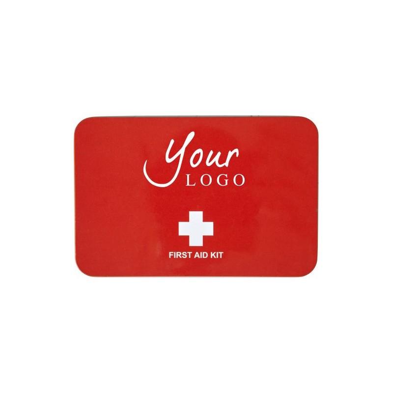 Kit Pratique de Premiers Secours Personnalisé - Hassim Matières : métal Couleurs : rouge personnalisable avec votre logo