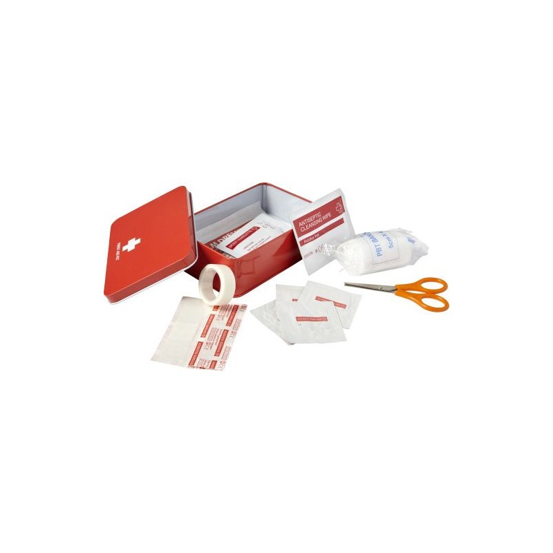 Kit Pratique de Premiers Secours Personnalisé - Hassim Matières : métal Couleurs : rouge goodies publicitaire événementiel