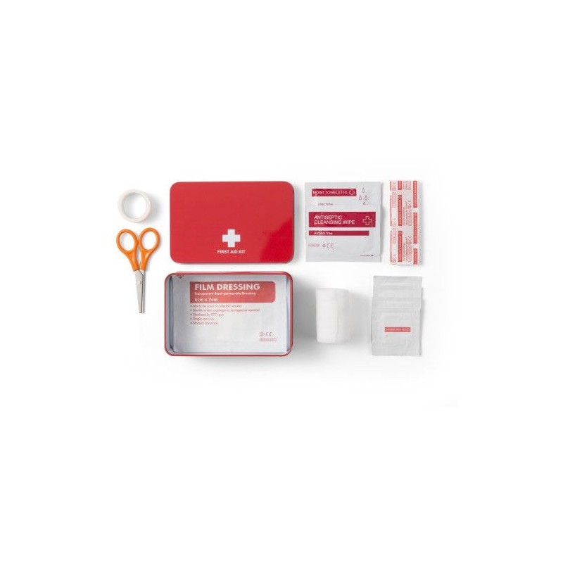 Kit Pratique de Premiers Secours Personnalisé - Hassim Matières : métal Couleurs : rouge impression haute définition