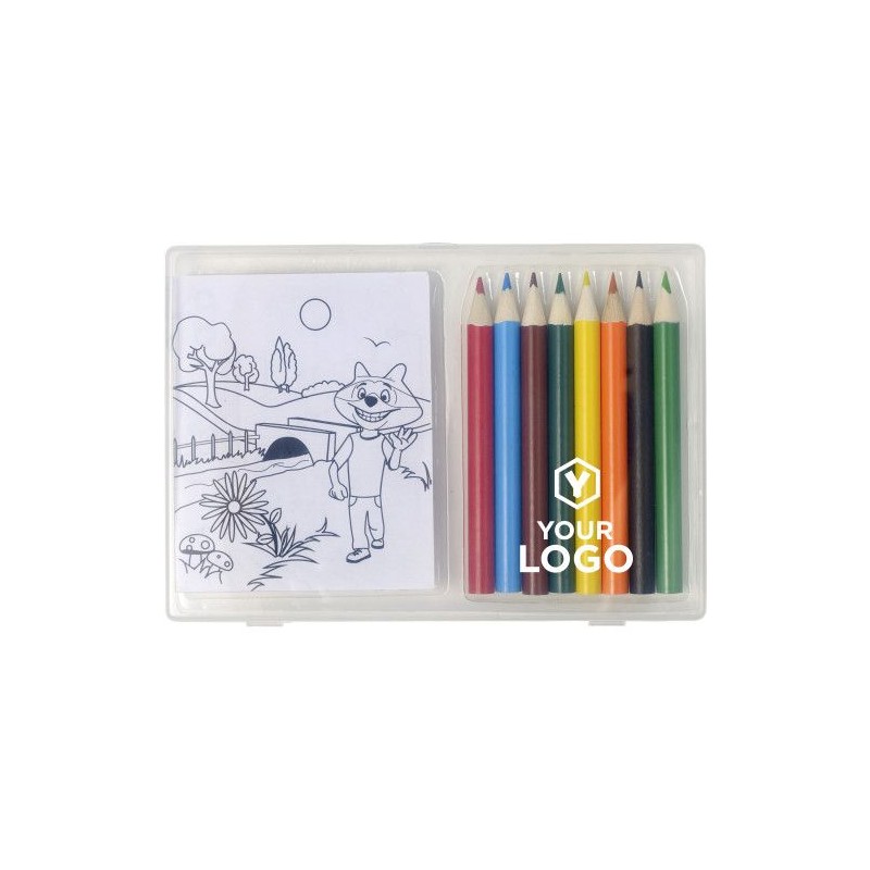 Set personnalisé de 8 crayons colorés à dessin - Adita Matières : bois Couleurs : naturel cadeau entreprise pas cher