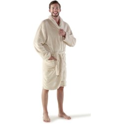 Peignoir personnalisé en laine polaire - Derek Matières : polaire Taille textile : L/XL Couleurs : beige impression haute défini