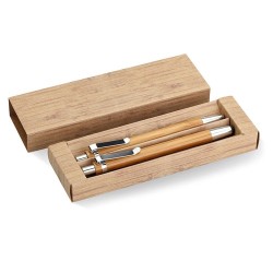 Coffret personnalisé de stylo et crayon en bambou - BAMBOOSET Matières : bambou Couleurs : bois