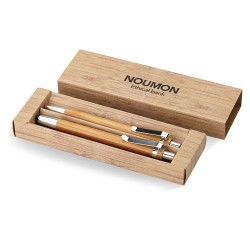 Coffret personnalisé de stylo et crayon en bambou - BAMBOOSET Matières : bambou Couleurs : bois impression haute définition