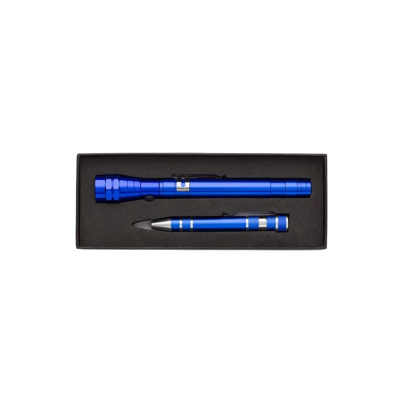 Set pratique de torche et de tournevis  - Olivia Matières : carton Couleurs : noir goodies publicitaire durable