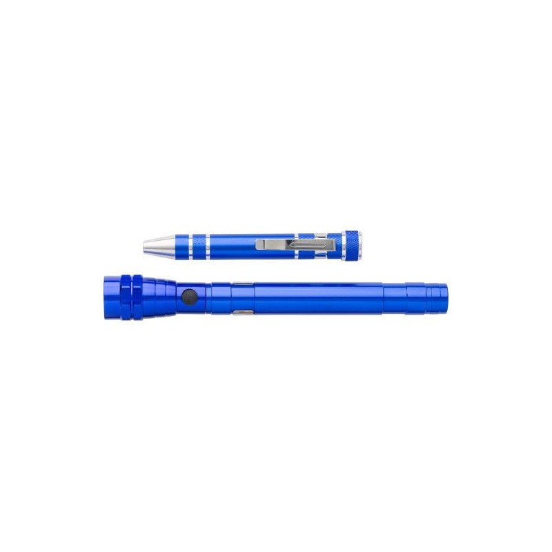 Set pratique de torche et de tournevis  - Olivia Matières : carton Couleurs : bleu cobalt cadeau entreprise pas cher
