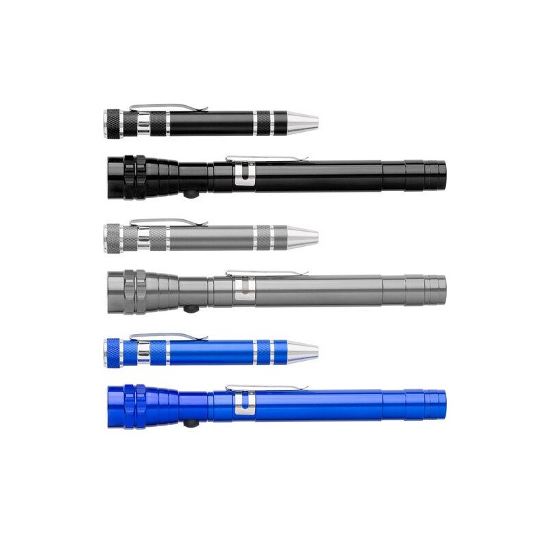 Set pratique de torche et de tournevis  - Olivia Matières : carton Couleurs : bleu cobalt personnalisation rapide en France