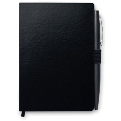Carnet A6 personnalisable avec stylo  NOTALUX Matières : papier Couleurs : noir cadeau entreprise pas cher