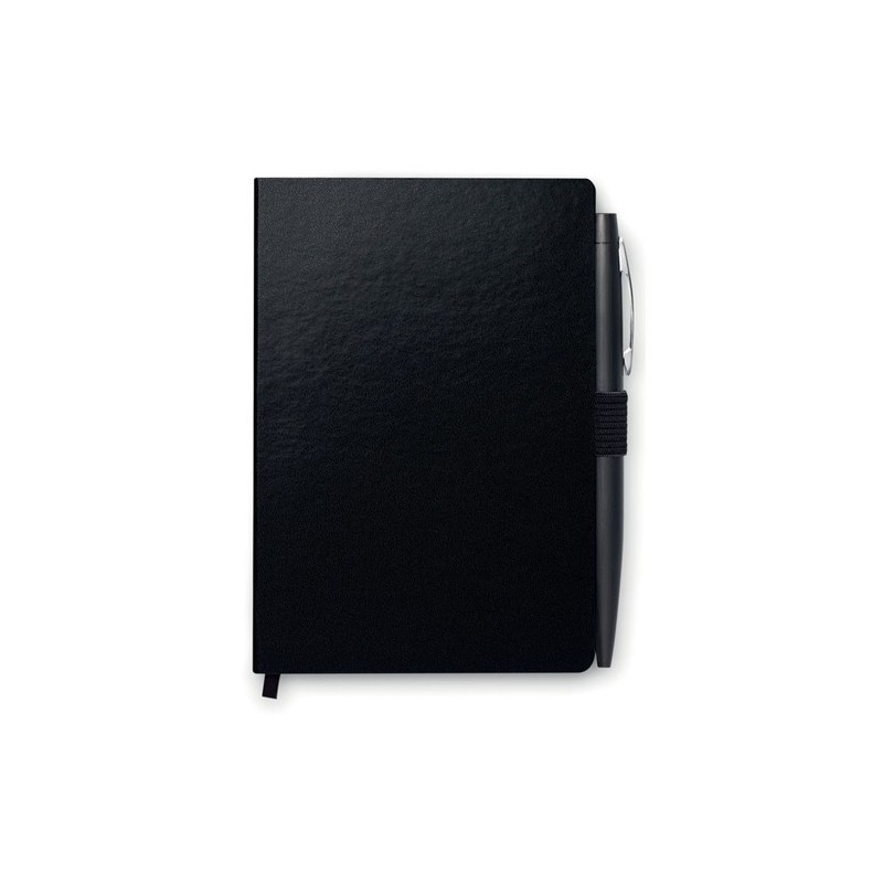 Carnet A6 personnalisable avec stylo  NOTALUX Matières : papier Couleurs : noir cadeau entreprise pas cher