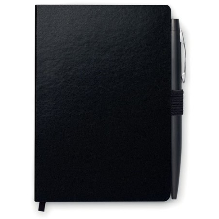 Carnet A6 personnalisable avec stylo  NOTALUX Matières : papier Couleurs : noir cadeau entreprise pas cher