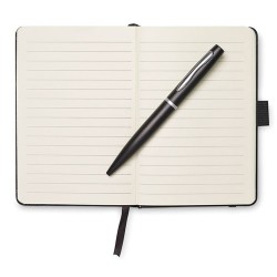 Carnet A6 personnalisable avec stylo  NOTALUX Matières : papier Couleurs : noir goodies publicitaire événementiel