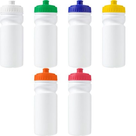 Gourde  en plastique recyclé de 500 ml - Demi Matières : polyéthylène (PE) Couleurs : blanc personnalisation rapide en France