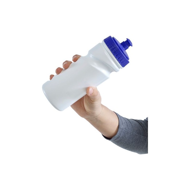 Gourde  en plastique recyclé de 500 ml - Demi Matières : polyéthylène (PE) Couleurs : blanc goodies personnalisé en stock