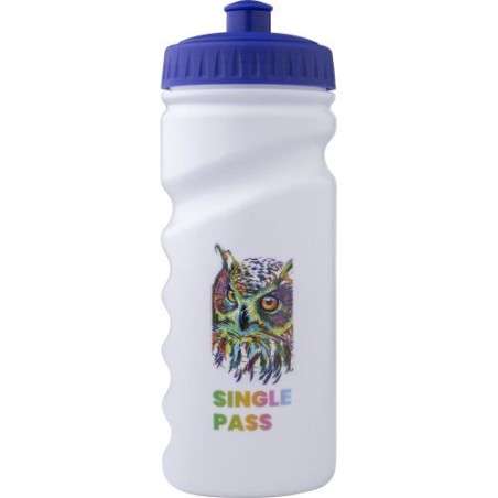 Gourde  en plastique recyclé de 500 ml - Demi Matières : polyéthylène (PE) Couleurs : blanc impression logo haute qualité