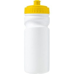 Gourde  en plastique recyclé de 500 ml - Demi Matières : polyéthylène (PE) Couleurs : jaune personnalisable avec votre logo