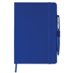 Carnet A5 personnalisable avec stylo - NOTAPLUS Matières : papier Couleurs : bleu personnalisable avec votre logo