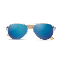 Lunettes de soleil s en bambou personnalisées - Protection UV400 HONIARA Matières : bambou Couleurs : bleu objet promotionnel éc