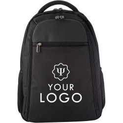 Sac à dos en polyester personnalisé porte-ordinateur - Ivan Matières : nylon Couleurs : noir goodies publicitaire événementiel