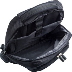 Sac à dos en polyester personnalisé porte-ordinateur - Ivan Matières : nylon Couleurs : noir marquage laser ultra précis