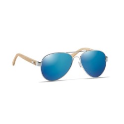 Lunettes de soleil s en bambou personnalisées - Protection UV400 HONIARA Matières : bambou Couleurs : bleu cadeau client origina