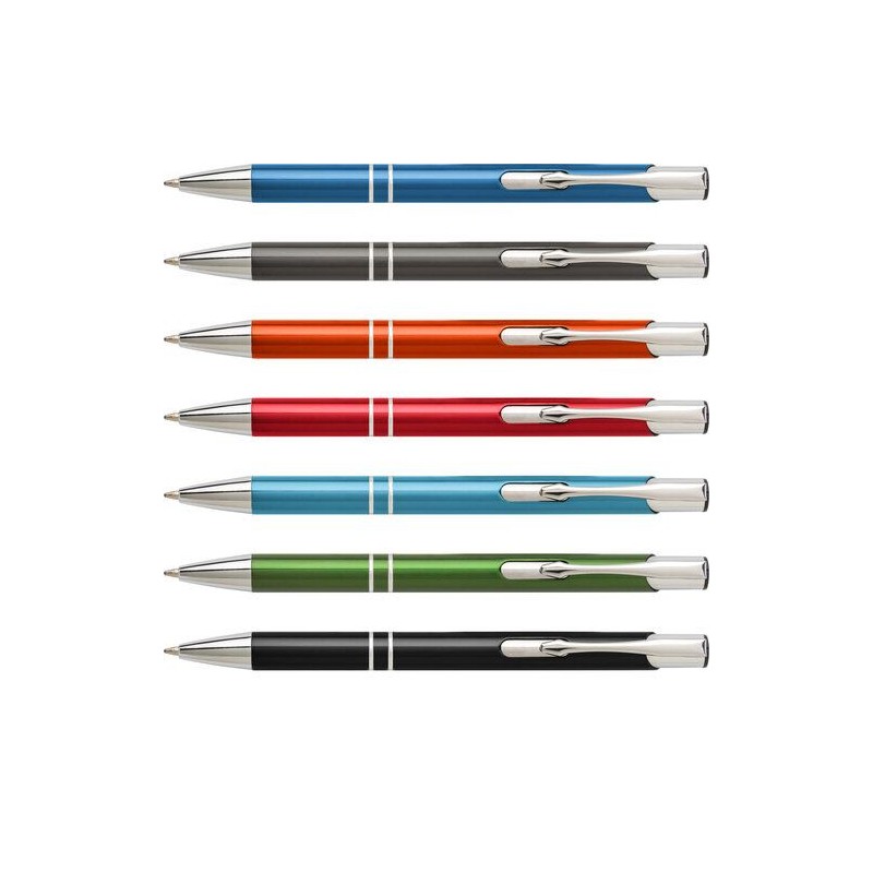 Stylo bille personnalisé en aluminium élégant - Delia Matières : métal Couleurs : noir goodies entreprise design
