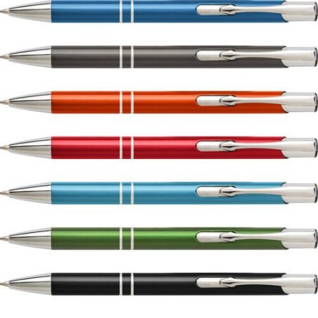 Stylo bille personnalisé en aluminium élégant - Delia Matières : métal Couleurs : noir goodies entreprise design
