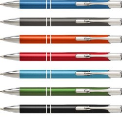 Stylo bille personnalisé en aluminium élégant - Delia Matières : métal Couleurs : gris impression logo haute qualité