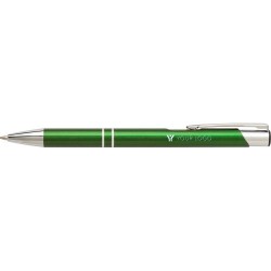 Stylo bille personnalisé en aluminium élégant - Delia Matières : métal Couleurs : vert goodies personnalisé en stock