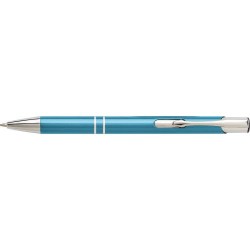 Stylo bille personnalisé en aluminium élégant - Delia Matières : métal Couleurs : bleu aqua