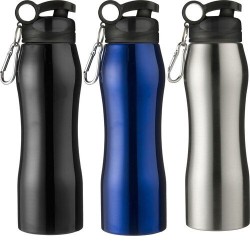 Gourde en acier inoxydable personnalisée de 750 ml - Giovanni Matières : acier inoxydable Couleurs : noir 2