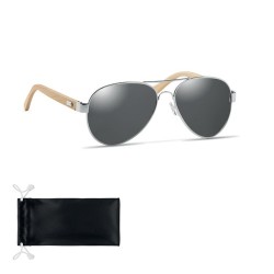 Lunettes de soleil s en bambou personnalisées - Protection UV400 HONIARA Matières : bambou Couleurs : noir personnalisable avec 