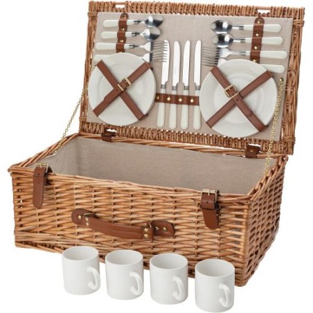 Panier pique-nique en osier personnalisé pour 4 personnes - Levin Matières : bois Couleurs : brun impression haute définition