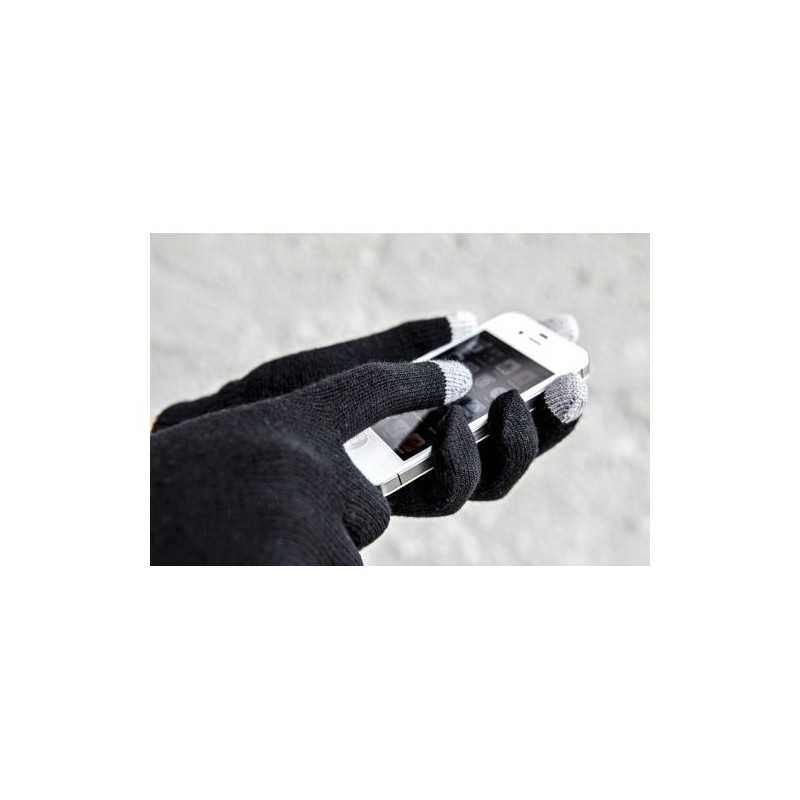 Gants Pratiques à Écran Tactile avec 3 Embouts - Elena Matières : acrylique Couleurs : noir objet promotionnel éco-responsable