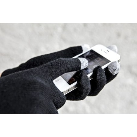 Gants Pratiques à Écran Tactile avec 3 Embouts - Elena Matières : acrylique Couleurs : noir objet promotionnel éco-responsable