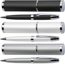 Stylo bille assorti personnalisé dans un tube Mark Matières : métal Couleurs : noir goodies publicitaire événementiel