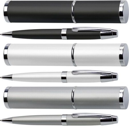 Stylo bille assorti personnalisé dans un tube Mark Matières : métal Couleurs : argenté marquage laser ultra précis