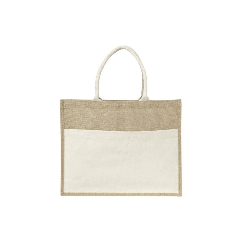 Sac  en toile de jute pratique personnalisé Livvie Matières : coton Couleurs : naturel personnalisable avec votre logo