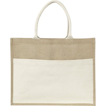 Sac  en toile de jute pratique personnalisé Livvie Matières : coton Couleurs : naturel personnalisable avec votre logo