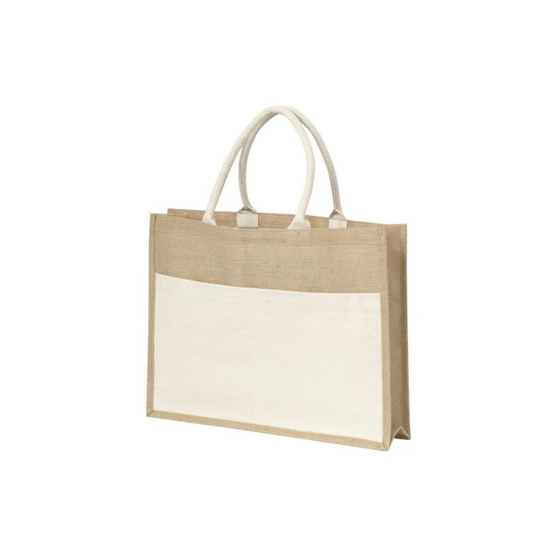 Sac  en toile de jute pratique personnalisé Livvie Matières : coton Couleurs : naturel cadeau entreprise pas cher