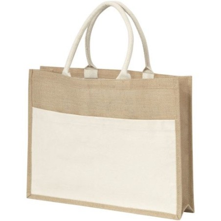 Sac  en toile de jute pratique personnalisé Livvie Matières : coton Couleurs : naturel cadeau entreprise pas cher