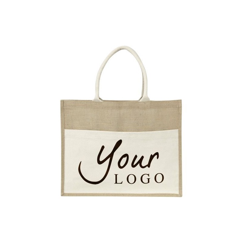 Sac  en toile de jute pratique personnalisé Livvie Matières : coton Couleurs : naturel impression haute définition