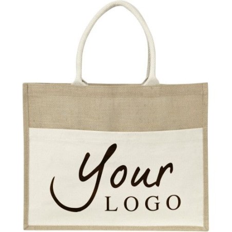 Sac  en toile de jute pratique personnalisé Livvie Matières : coton Couleurs : naturel impression haute définition