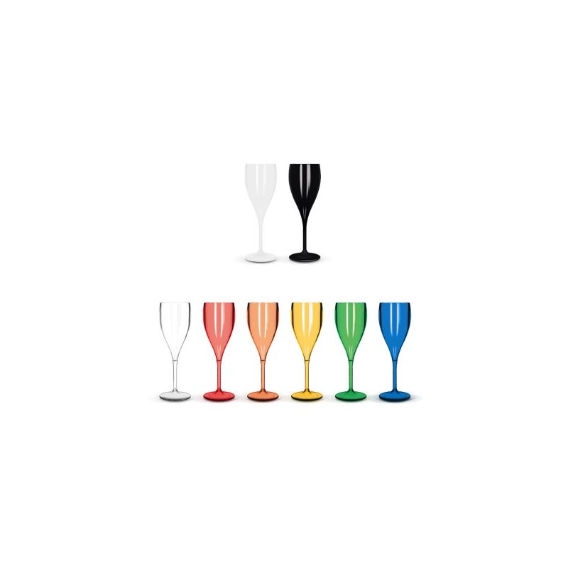 Flûte à Champagne Réutilisable Éco-responsable en Plastique Tritan 16 cl - Ras Bord marquage couleur éclatante