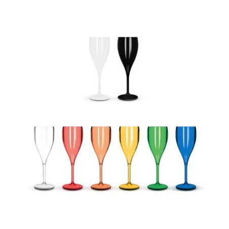 Flûte à Champagne Réutilisable Éco-responsable en Plastique Tritan 16 cl - Ras Bord marquage couleur éclatante