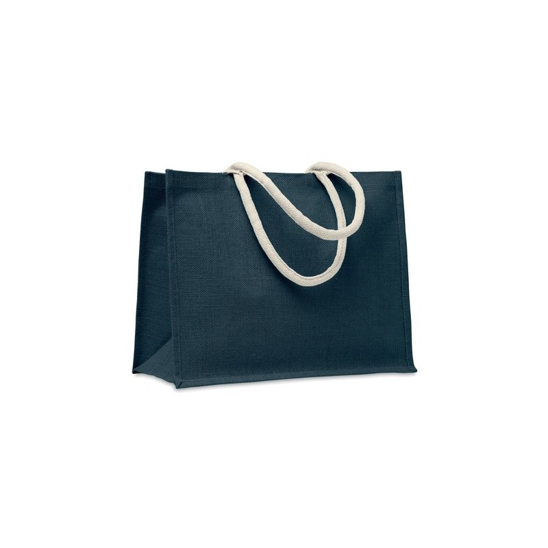 Sac Shopping Éco-responsable Personnalisé en Jute Élégant AURA Matières : jute Couleurs : bleu