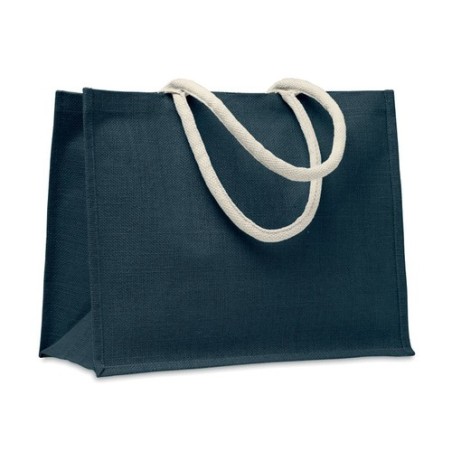 Sac Shopping Éco-responsable Personnalisé en Jute Élégant AURA Matières : jute Couleurs : bleu