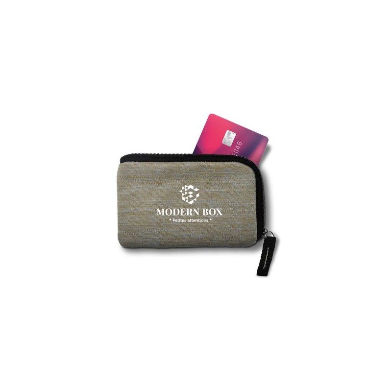 Porte-monnaie anti RFID  en rPET avec porte-carte de crédit - Personnalisé cadeau entreprise pas cher