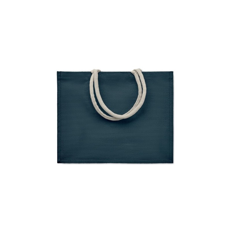 Sac Shopping Éco-responsable Personnalisé en Jute Élégant AURA Matières : jute Couleurs : bleu goodies publicitaire événementiel